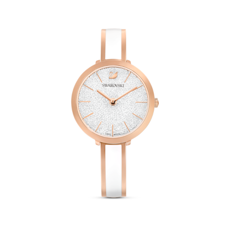 Resim Crystalline delight Saat, İsviçre Üretimi, Metal bileklik, Beyaz, Pembe altın rengi yüzey