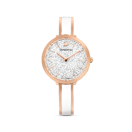 Resim Crystalline delight Saat, İsviçre Üretimi, Metal bileklik, Beyaz, Pembe altın rengi yüzey