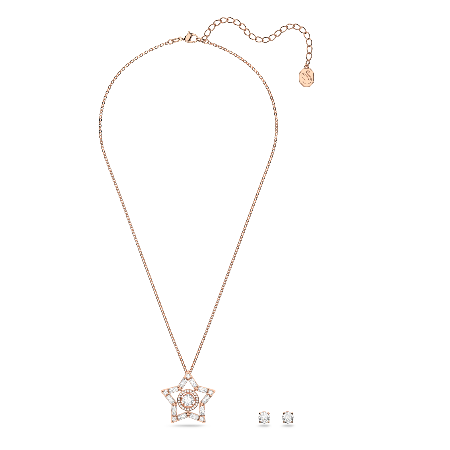 Resim Stella Set, Karışık kesimler, Yıldız, Beyaz, Pembe altın rengi kaplama
