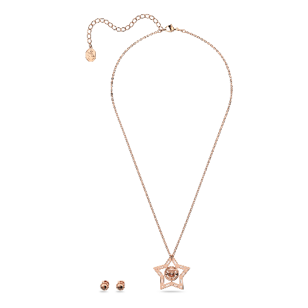 Resim Stella Set, Karışık kesimler, Yıldız, Beyaz, Pembe altın rengi kaplama
