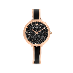 Resim Crystalline Delight Saat, İsviçre Üretimi, Metal bileklik, Siyah, Pembe altın rengi yüzey