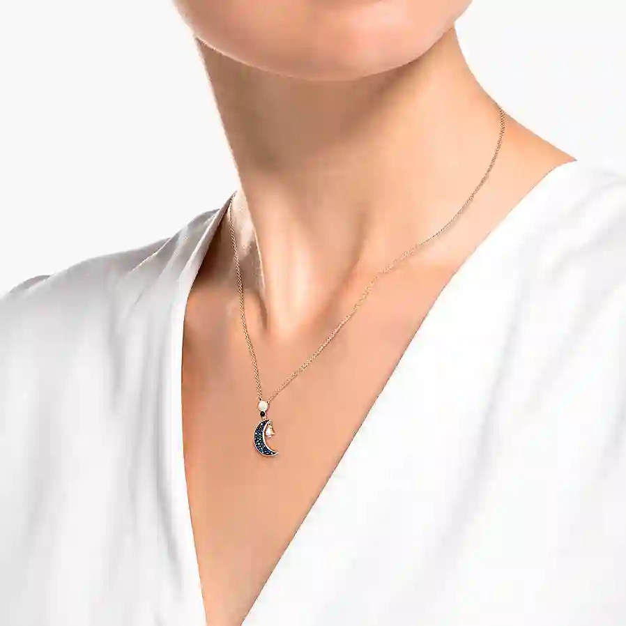 Resim Symbolica Kolye Ucu, Ay ve yıldız, Çok renkli, Pembe altın rengi kaplama