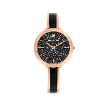 Resim Crystalline Delight Saat, İsviçre Üretimi, Metal bileklik, Siyah, Pembe altın rengi yüzey
