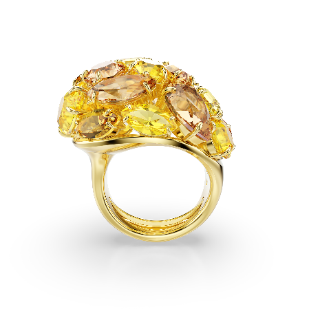 Resim Gema Kokteyl Yüzüğü, Karışık kesimler, Sarı, Altın rengi kaplama