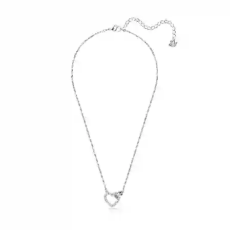 Resim Lovely Kolye, Kalp, Beyaz, Rodyum kaplama