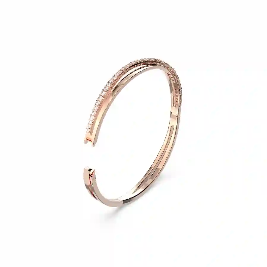 Resim Twist Bileklik, Beyaz, Pembe altın rengi kaplama