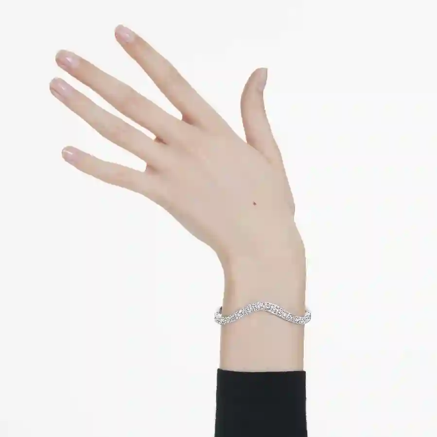 Resim Sublima Bileklik, Yuvarlak kesim, Beyaz, Rodyum kaplama