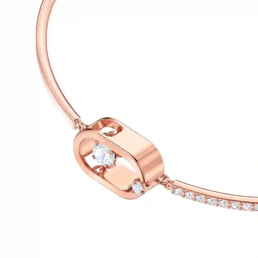 Resim Swarovski Sparkling Dance Bileklik, Yuvarlak kesim, Oval şekil, Beyaz, Pembe altın rengi kaplama