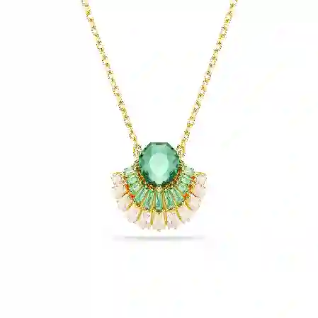 Resim Idyllia Kolye, Karışık kesimler, Deniz Kabuğu, Yeşil, Altın rengi kaplama