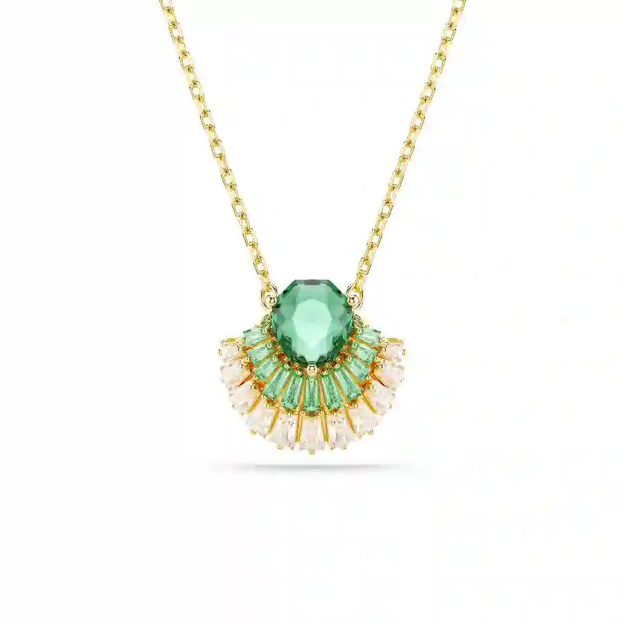 Resim Idyllia Kolye, Karışık kesimler, Deniz Kabuğu, Yeşil, Altın rengi kaplama