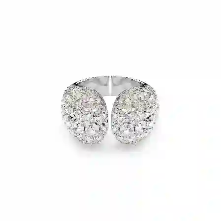 Resim Sublima Kokteyl Yüzüğü, Yuvarlak kesim, Beyaz, Rodyum kaplama