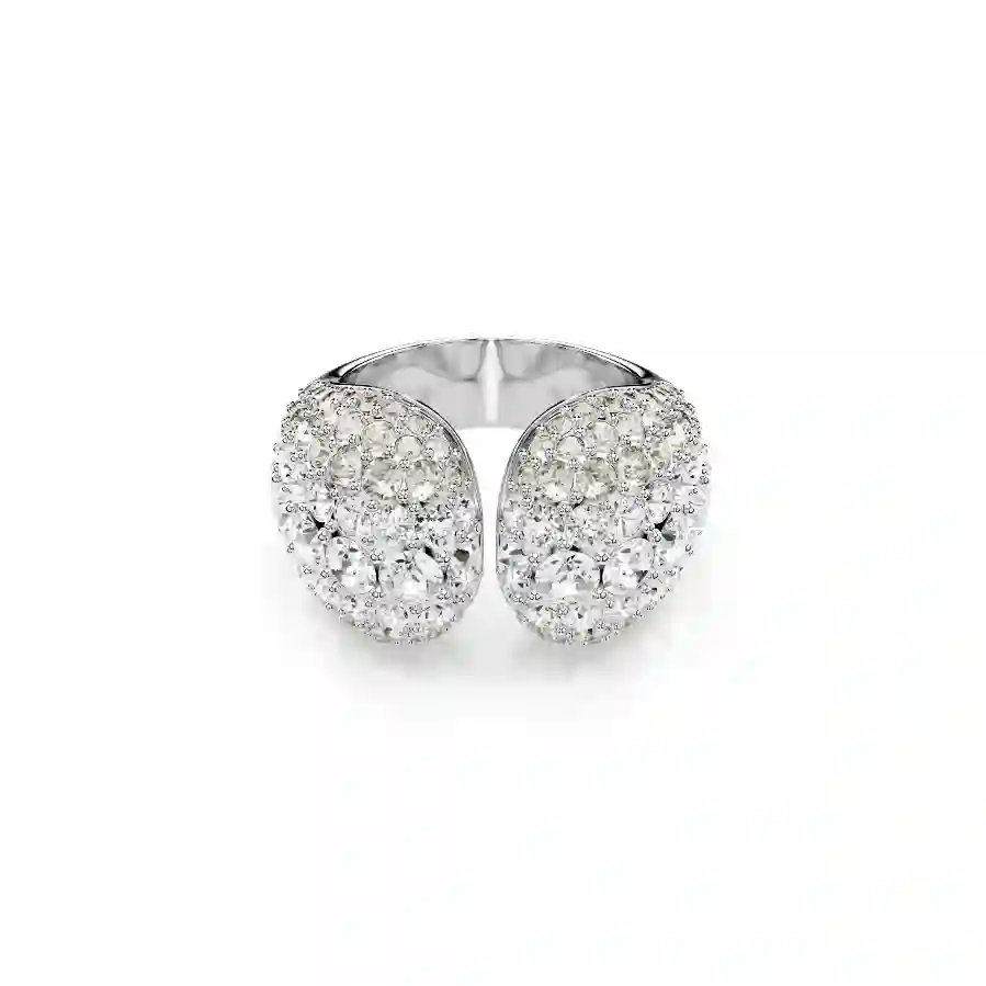 Resim Sublima Kokteyl Yüzüğü, Yuvarlak kesim, Beyaz, Rodyum kaplama