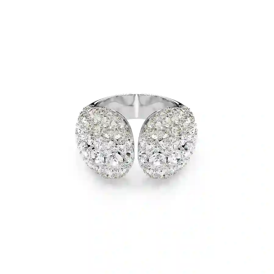 Resim Sublima Kokteyl Yüzüğü, Yuvarlak kesim, Beyaz, Rodyum kaplama