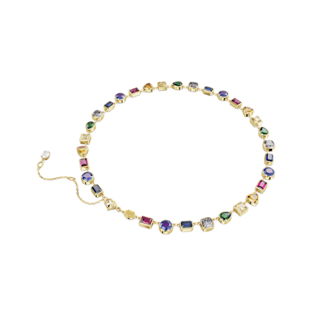 Resim Stilla Tennis kolye, Karışık kesimler, Çok renkli, Altın rengi kaplama