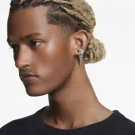 Resim Idyllia damla küpeler, Asimetrik tasarım, Yuvarlak kesim, Deniz Kabuğu, Beyaz, Karışık metal yüzey