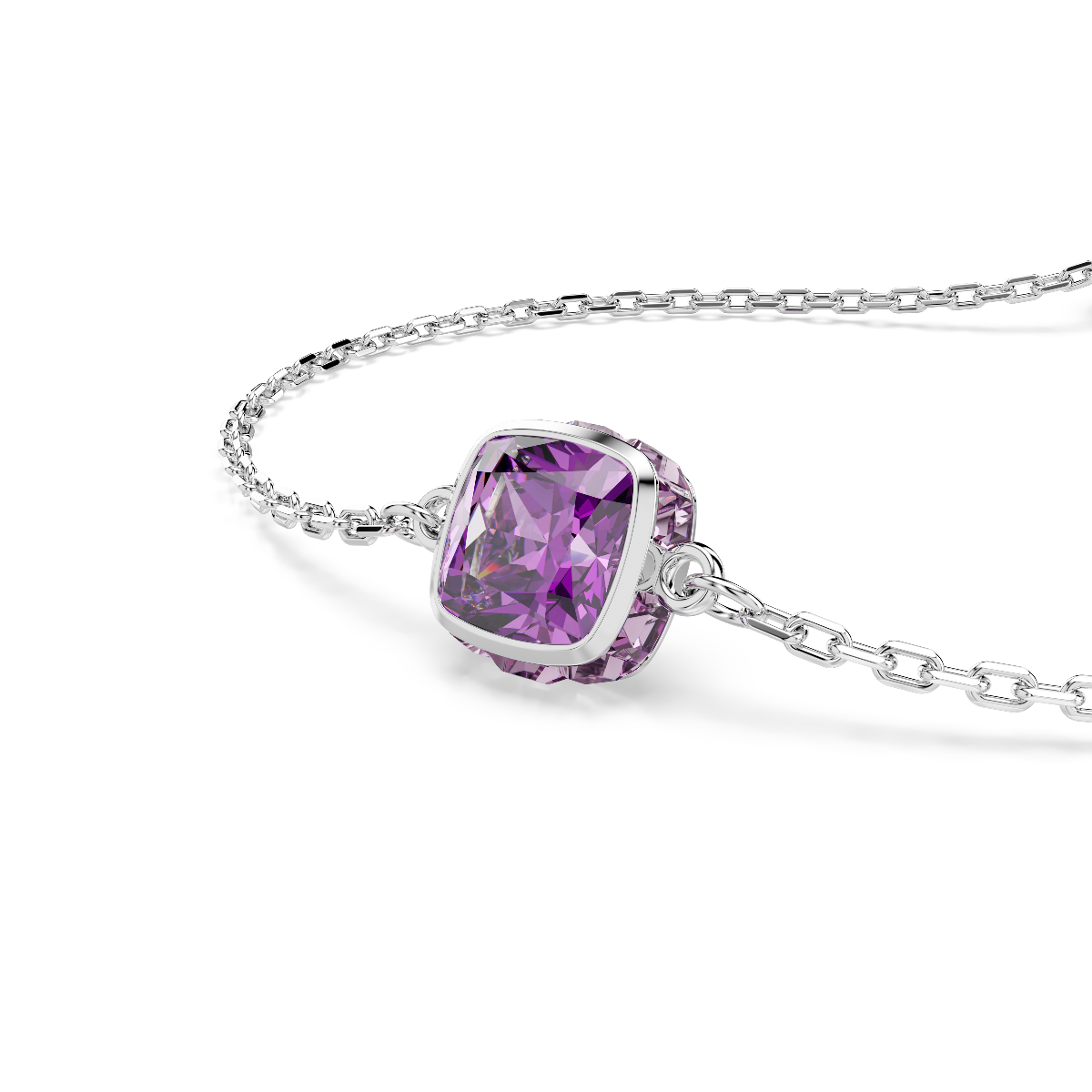 Resim Birthstone Bileklik, Kare kesim, Şubat, Mor, Rodyum kaplama