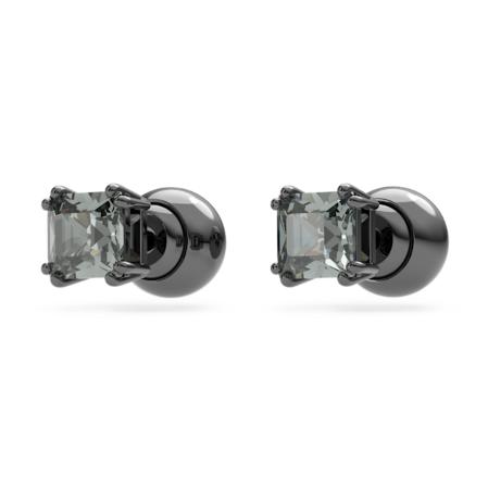 Resim Millenia düğme Küpeler, Kare kesim, Siyah, Rutenyum kaplama