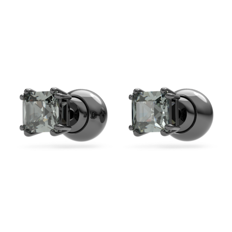 Resim Millenia düğme Küpeler, Kare kesim, Siyah, Rutenyum kaplama