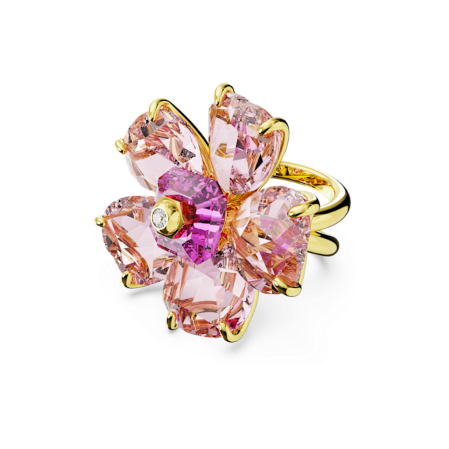 Resim Idyllia Kokteyl Yüzüğü, Çiçek, Pembe, Altın rengi kaplama