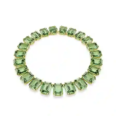 Resim Millenia Tennis kolye, Büyük kristaller, Sekizgen kesim, Yeşil, Altın rengi kaplama