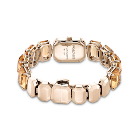 Resim Saat, Sekizgen kesim bileklik, Kahverengi, Şampanya altın rengi yüzey