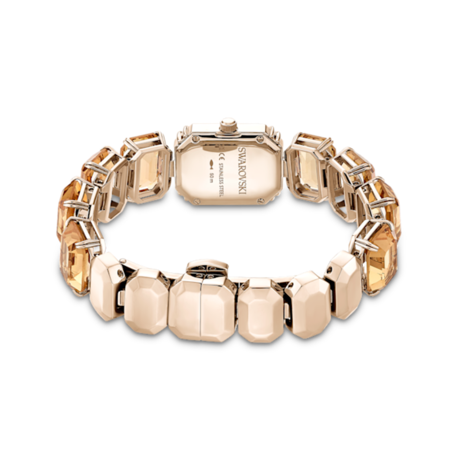 Resim Saat, Sekizgen kesim bileklik, Kahverengi, Şampanya altın rengi yüzey