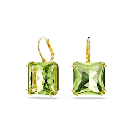 Resim Millenia damla küpeler, Kare kesim, Yeşil, Altın rengi kaplama