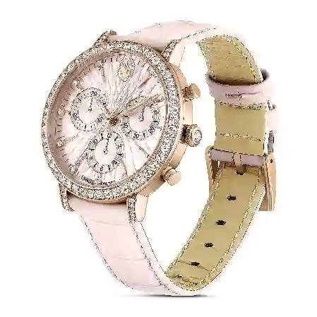 Resim Matrix Tennis Chrono Saat, İsviçre Üretimi, Deri kayış, Pembe, Pembe altın rengi yüzey