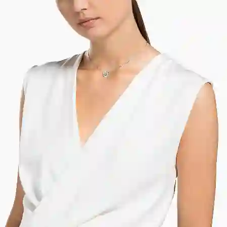 Resim Swarovski Sparkling Dance Kolye, Yuvarlak kesim, Beyaz, Rodyum kaplama