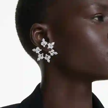 Resim Idyllia Klipsli Küpeler, Karışık kesimler, Kar tanesi, Beyaz, Rodyum kaplama