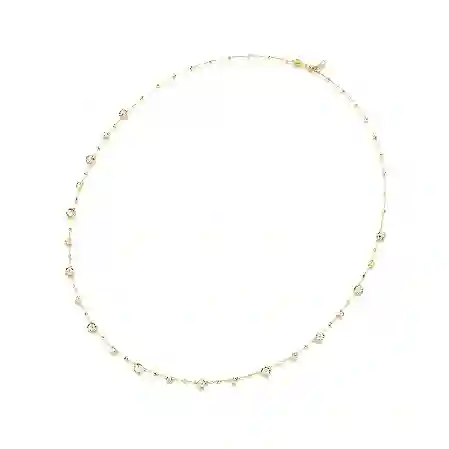 Resim Imber Dizi Kolye, Yuvarlak kesim, Beyaz, Altın rengi kaplama