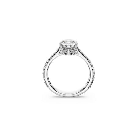 Resim Stilla Kokteyl Yüzüğü, Yuvarlak kesim, Pavé, Beyaz, Gümüş renkli yüzey