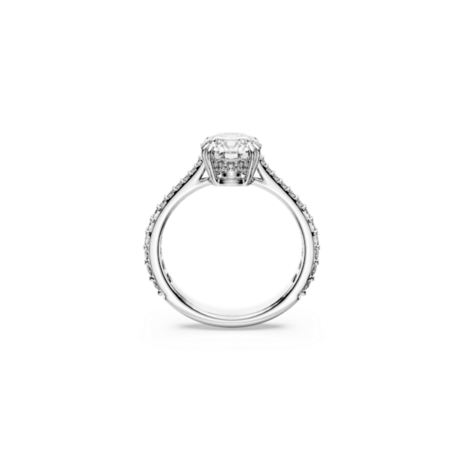 Resim Stilla Kokteyl Yüzüğü, Yuvarlak kesim, Pavé, Beyaz, Gümüş renkli yüzey