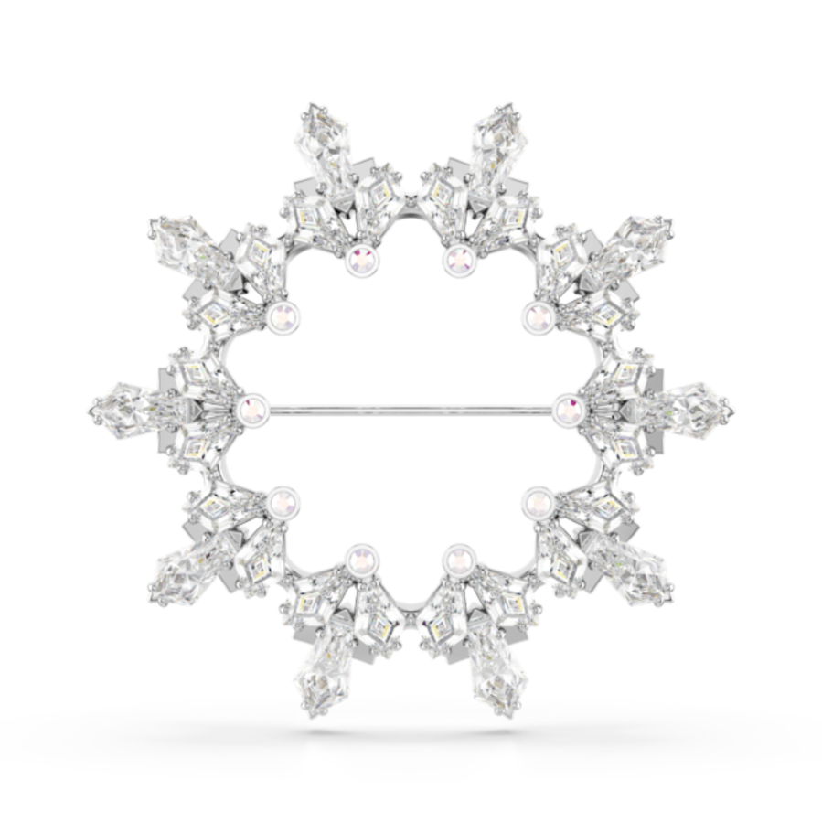 Resim Idyllia Broş, Karışık kesimler, Kar tanesi, Beyaz, Rodyum kaplama