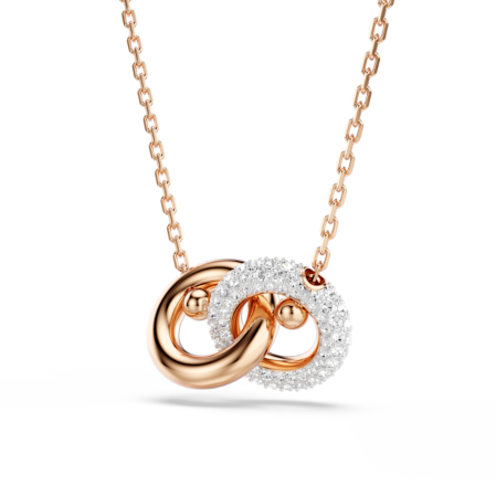 Resim Dextera Kolye, Yuvarlak kesim, Beyaz, Pembe altın rengi kaplama