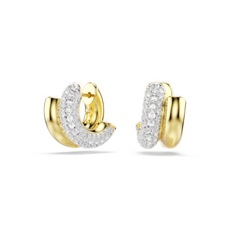 Resim Dextera halka küpeler, Yuvarlak kesim, Mini, Beyaz, Altın rengi kaplama