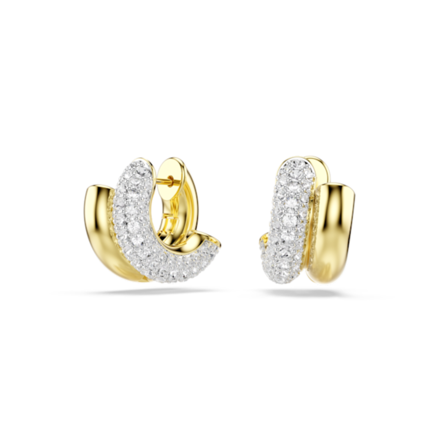 Resim Dextera halka küpeler, Yuvarlak kesim, Mini, Beyaz, Altın rengi kaplama