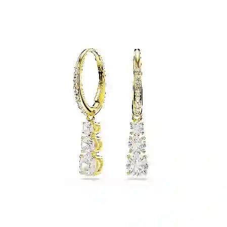 Resim Stilla Attract halka küpeler, Yuvarlak kesim, Beyaz, Altın rengi kaplama