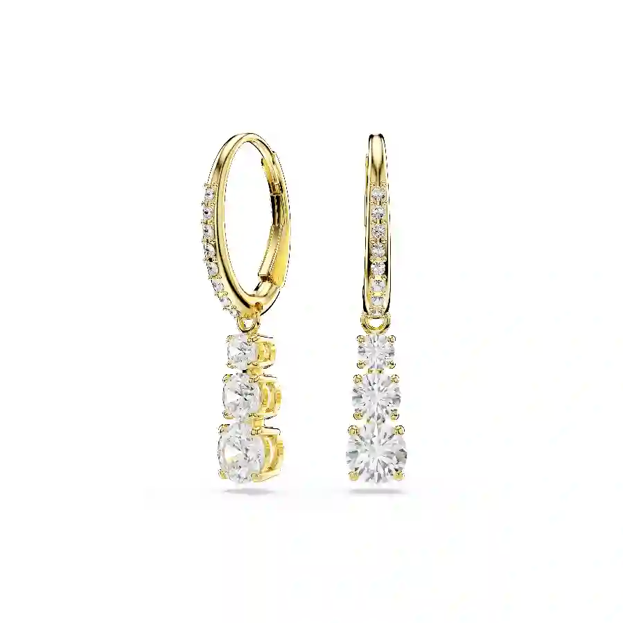 Resim Stilla Attract halka küpeler, Yuvarlak kesim, Beyaz, Altın rengi kaplama