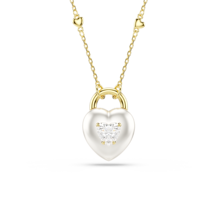Resim Idyllia Kolye, Karışık kesimler, Kalp, Beyaz, Altın rengi kaplama
