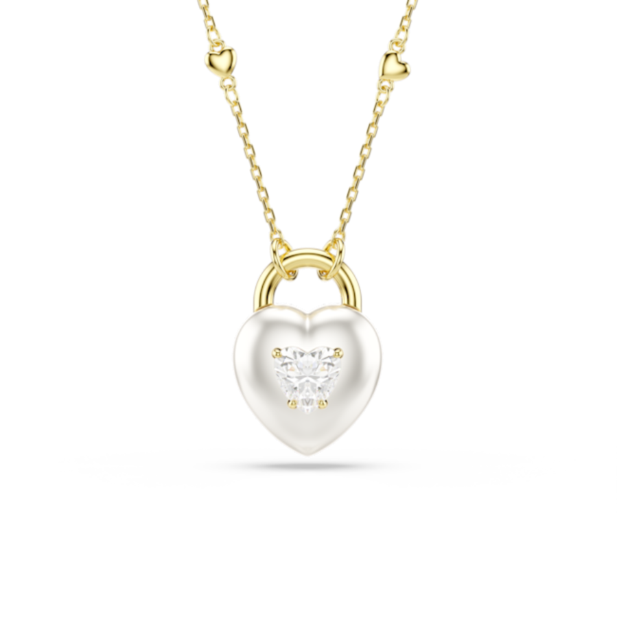 Resim Idyllia Kolye, Karışık kesimler, Kalp, Beyaz, Altın rengi kaplama