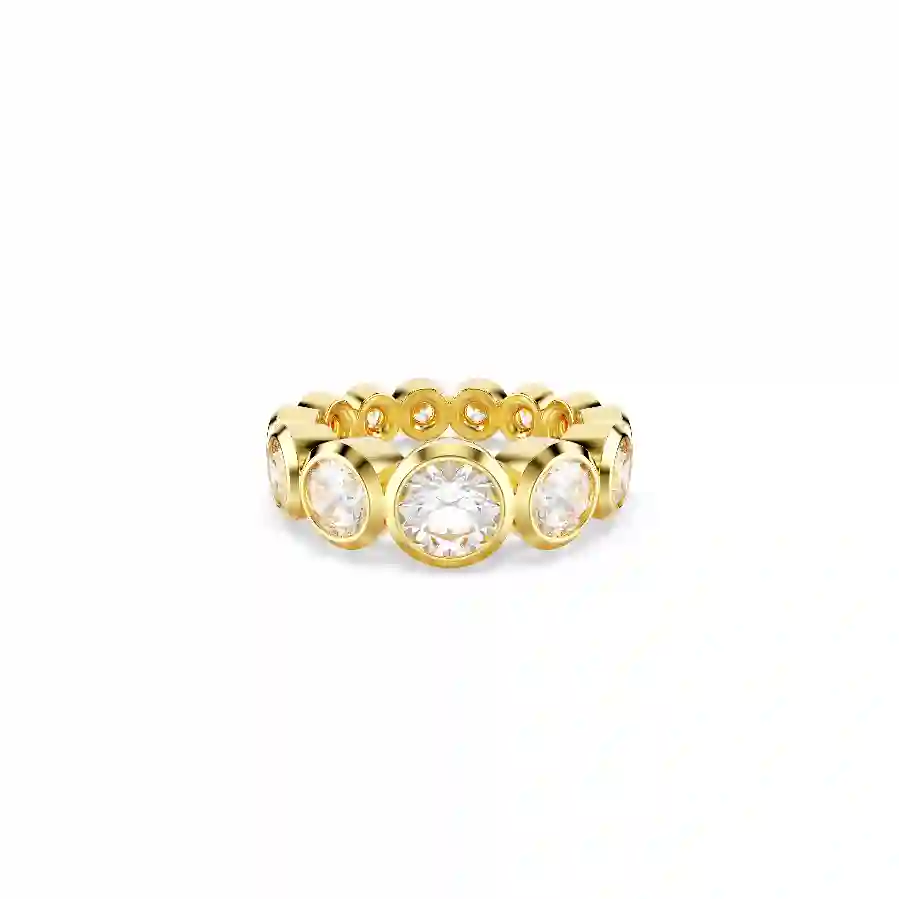 Resim Imber Yüzük, Karışık yuvarlak kesimler, Beyaz, Altın rengi kaplama