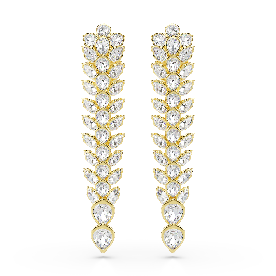 Resim Idyllia damla küpeler, Karışık kesimler, Uzun, Beyaz, Altın rengi kaplama