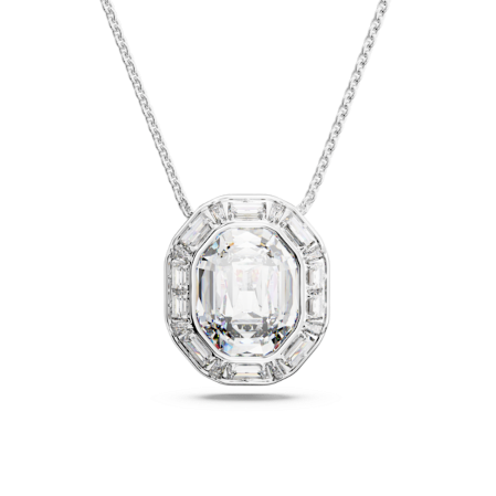 Resim Mesmera Kolye, Sekizgen kesim, Büyük, Beyaz, Rodyum kaplama