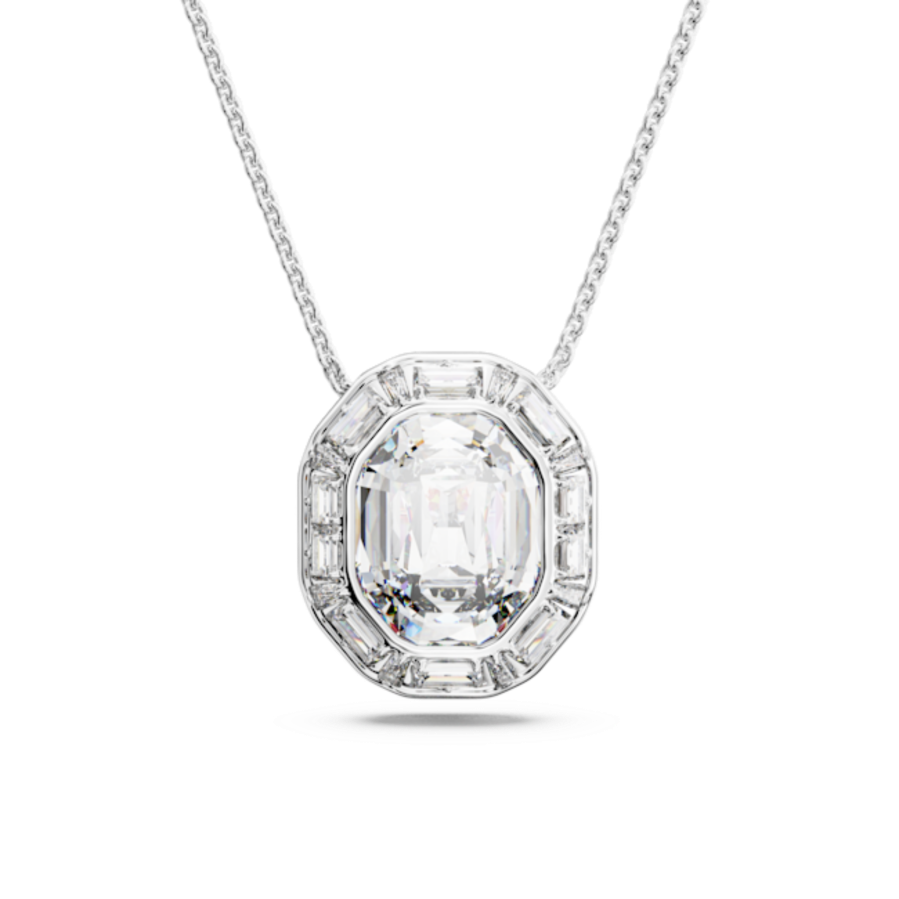 Resim Mesmera Kolye, Sekizgen kesim, Büyük, Beyaz, Rodyum kaplama