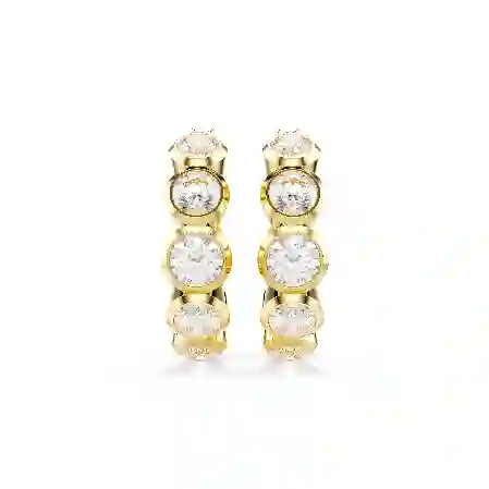 Resim Imber halka küpeler, Yuvarlak kesim, Beyaz, Altın rengi kaplama