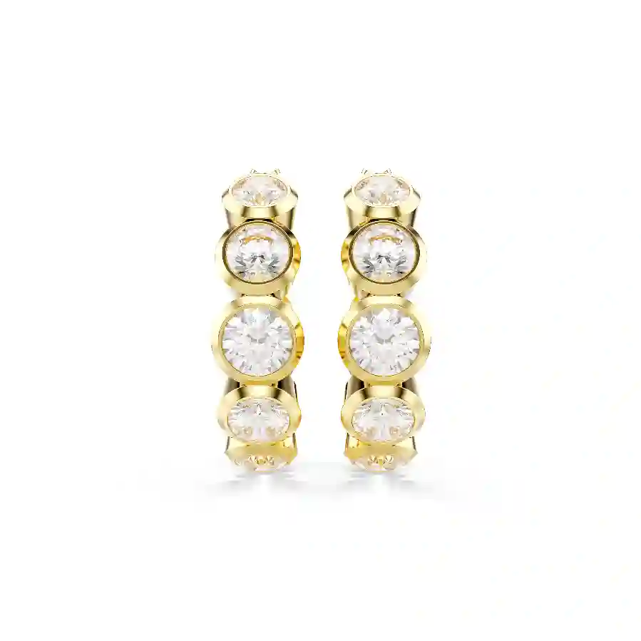 Resim Imber halka küpeler, Yuvarlak kesim, Beyaz, Altın rengi kaplama