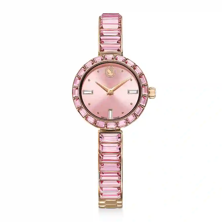 Resim Matrix Bangle Saat, İsviçre Üretimi, Kristal bileklik, Pembe, Pembe altın rengi yüzey