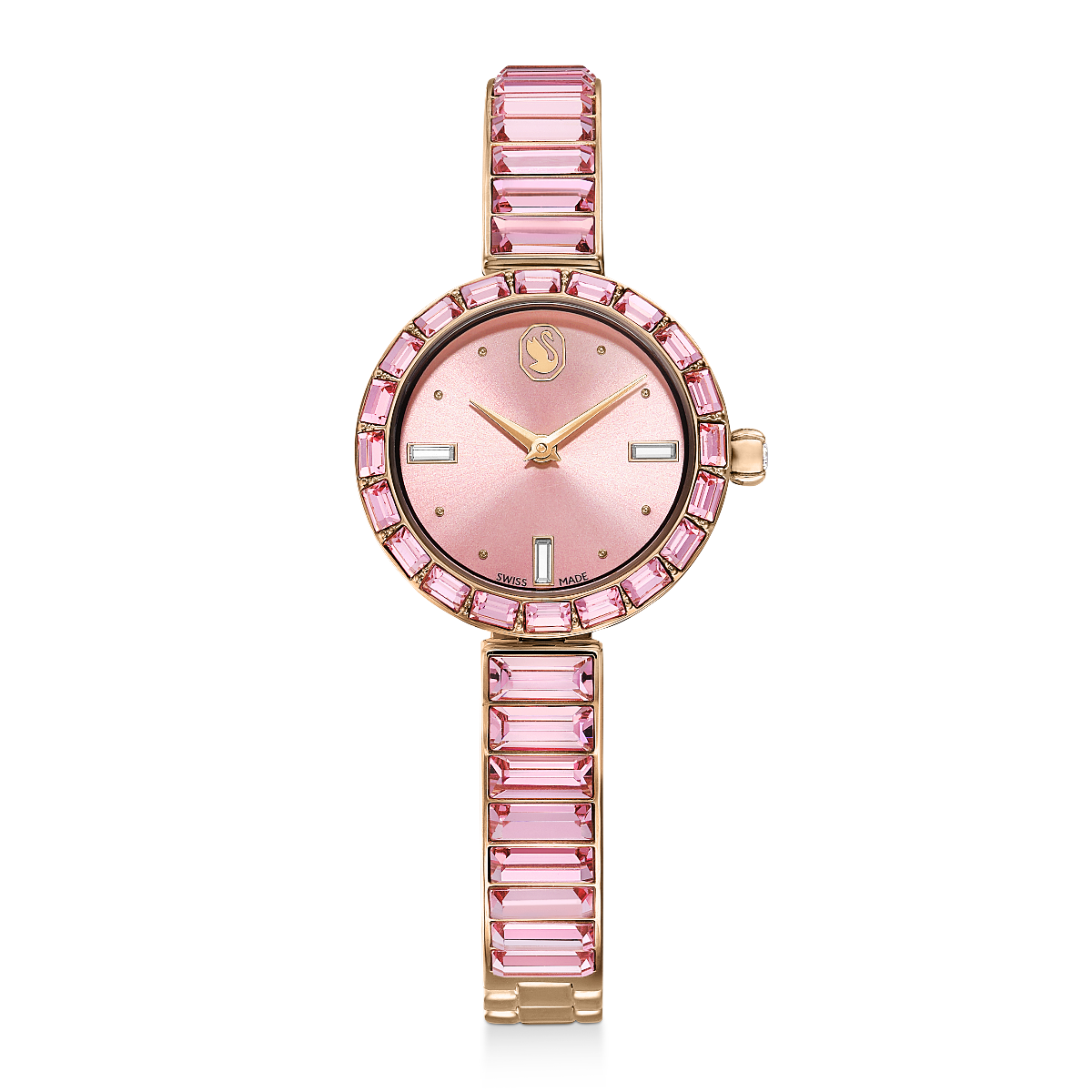 Resim Matrix Bangle Saat, İsviçre Üretimi, Kristal bileklik, Pembe, Pembe altın rengi yüzey