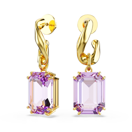 Resim Millenia damla küpeler, Sekizgen kesim, Mor, Altın rengi kaplama